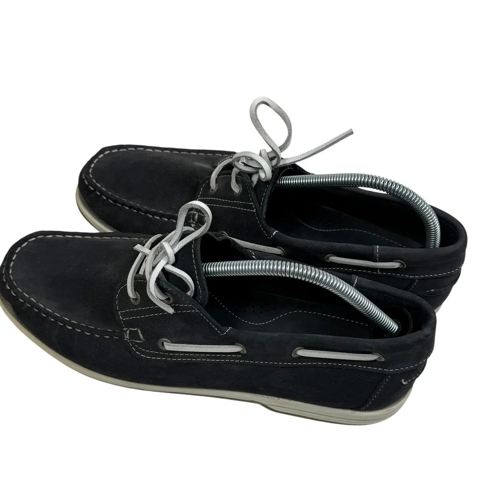 Rohde Mens Navy Blue Nubuck Leather Boat Shoes‎ Deck Shoes Size 44